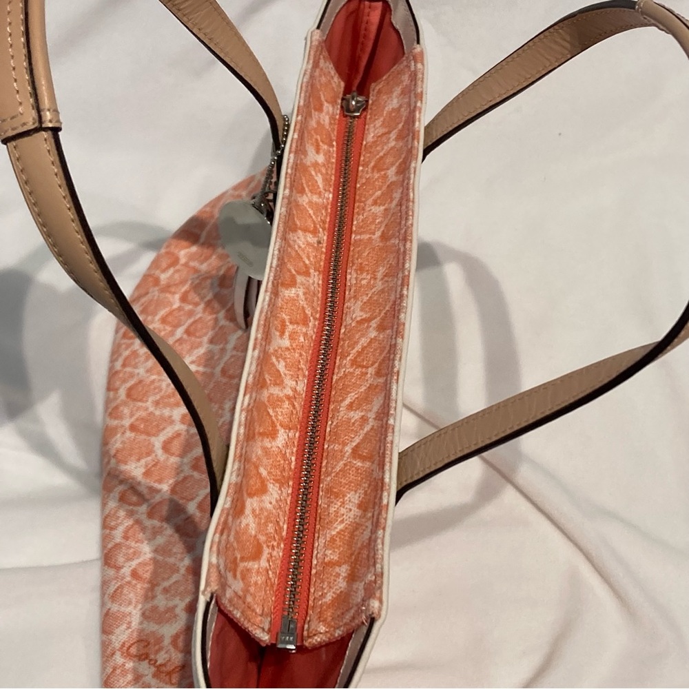 Coach Resort Tote Bag Canvas Pink Snake Print Cream Leather y2k F27783 - Picture 12 of 15